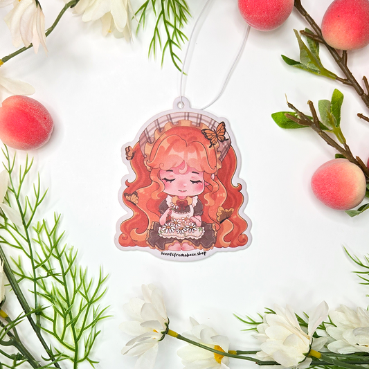 Whimsical Peach Car Air Freshener - Chamomile and Honey Peach - Scents From Above
